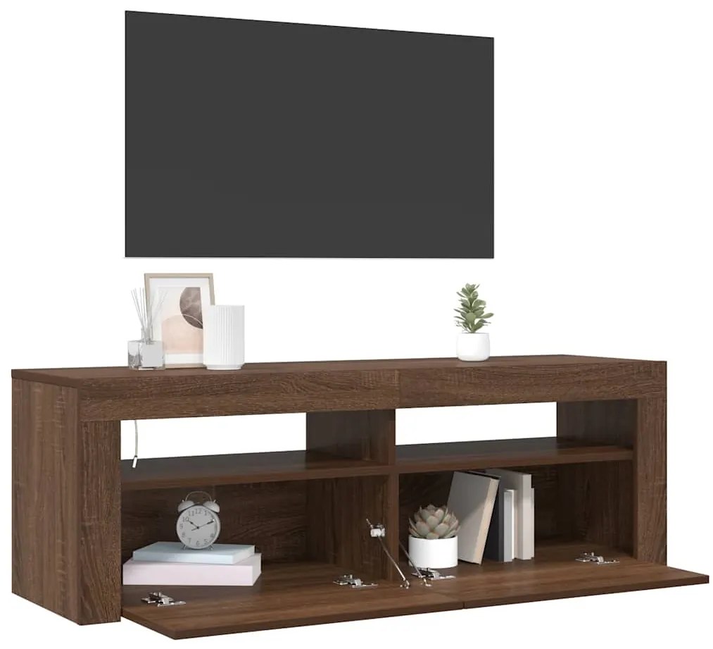 vidaXL Έπιπλο Τηλεόρασης με LED Καφέ Δρυς 120x35x40 εκ.