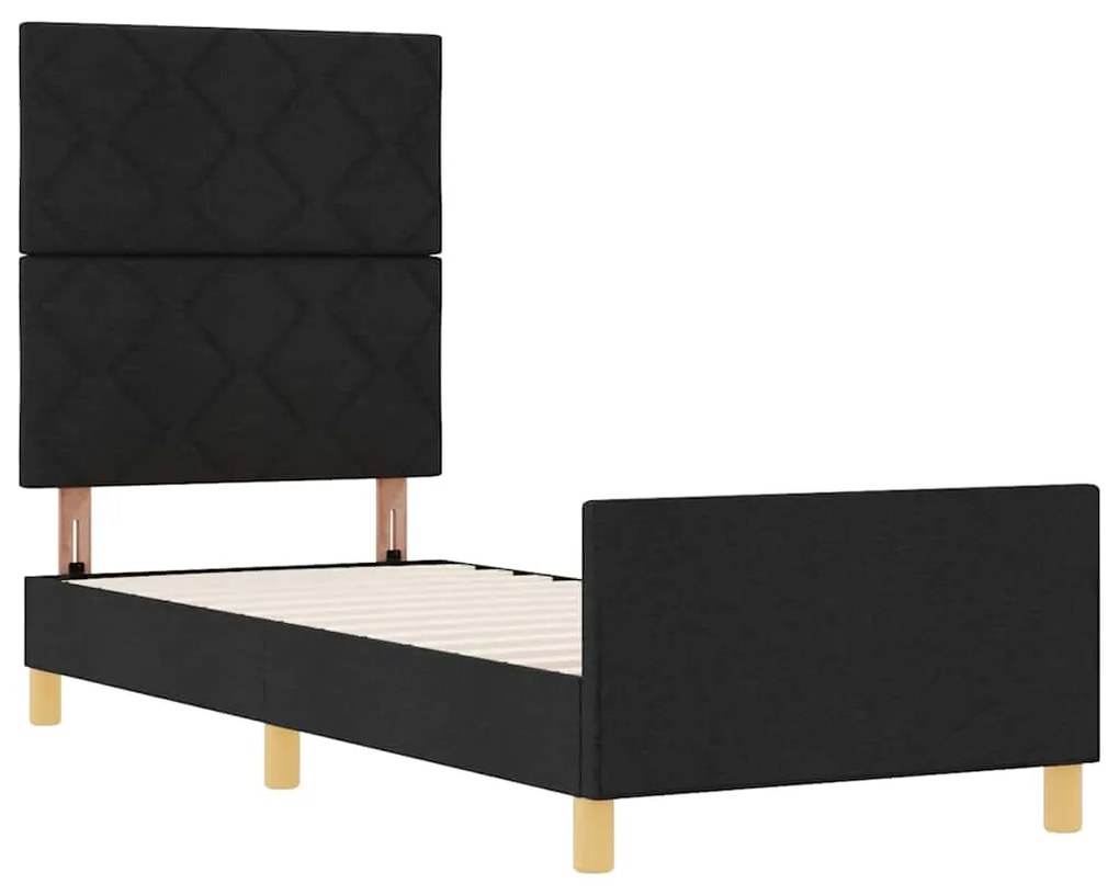 vidaXL Σκελετός Κρεβατιού με κεφαλάρι Μαύρο 80 x 200 cm ύφασμα