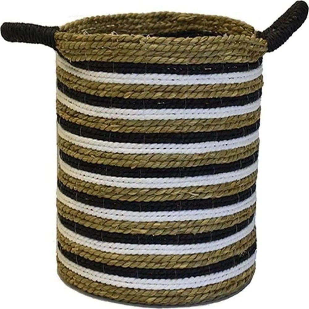 Καλάθι Ριγέ 00.06.67213 Φ34x33cm Multi Cotton,Wicker