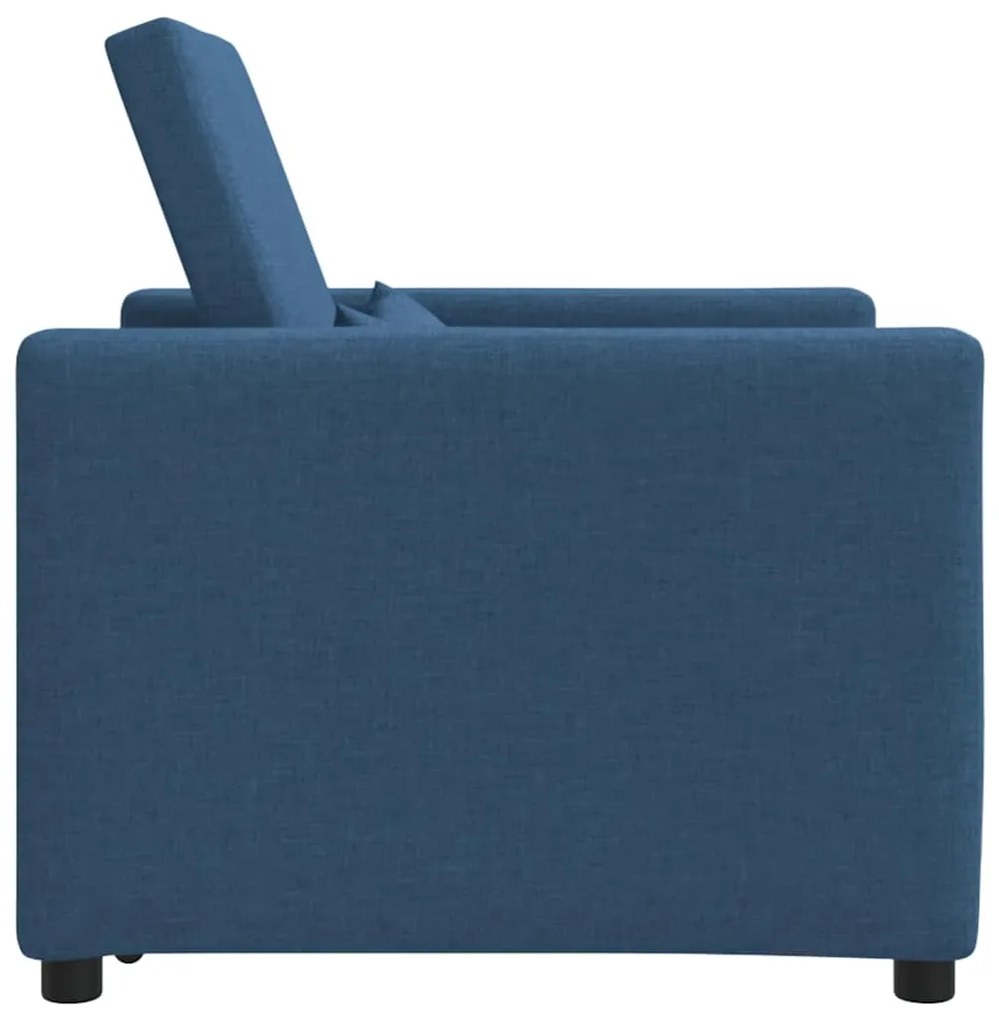 vidaXL Καναπές Κρεβάτι Μονό με τροχούς Μπλε 90 x 165 x 87 εκ. ύφασμα