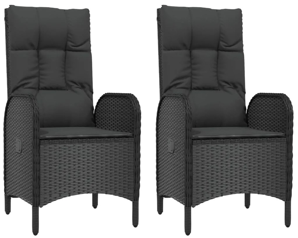 vidaXL Σετ Τραπεζαρίας Κήπου 3 τεμ. Μαύρο Συνθετικό Ρατάν με Μαξιλάρια