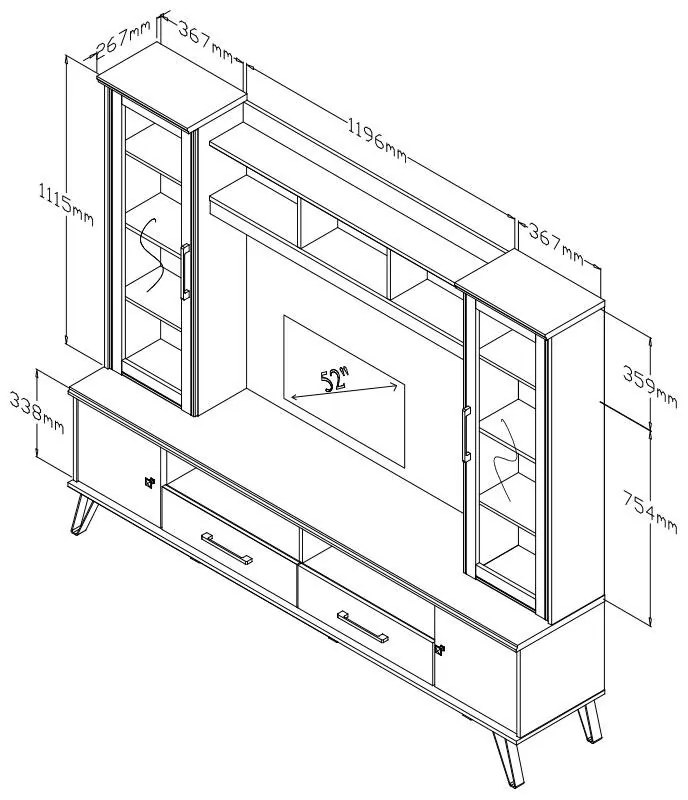 Σύνθετο σαλονιού Bruno χρώμα viscount - toro 200x39x170εκ 200x39x170 εκ.