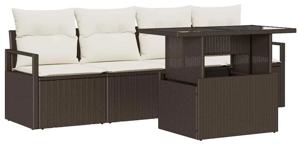 vidaXL Σετ Καναπέ Κήπου 5 pcs Καφέ και κρεμ 100 x 55 x 73 εκ