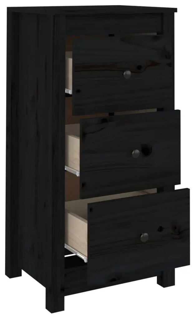 vidaXL Ντουλάπι Μαύρος 40x35x80 εκ. από Μασίφ Ξύλο Πεύκου