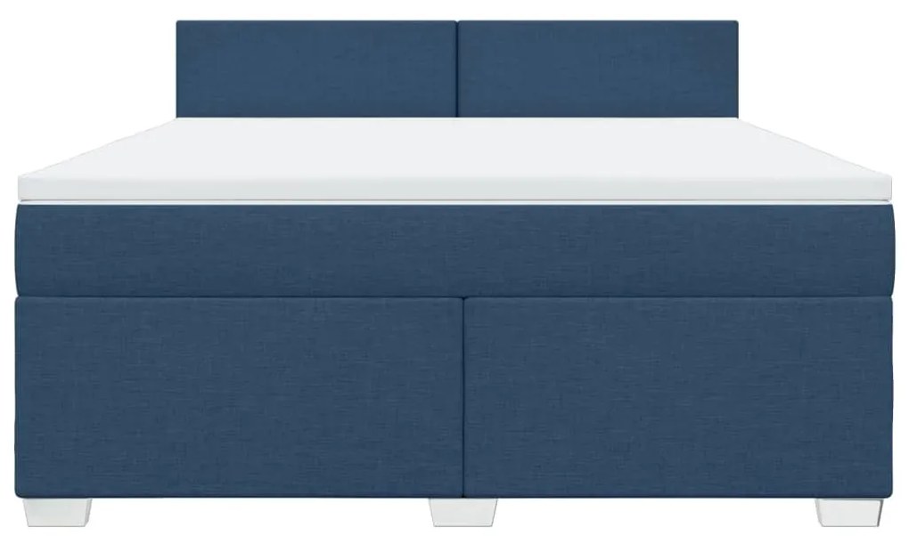 vidaXL Κρεβάτι Boxspring με Στρώμα Μπλε 180x200 εκ. Υφασμάτινο