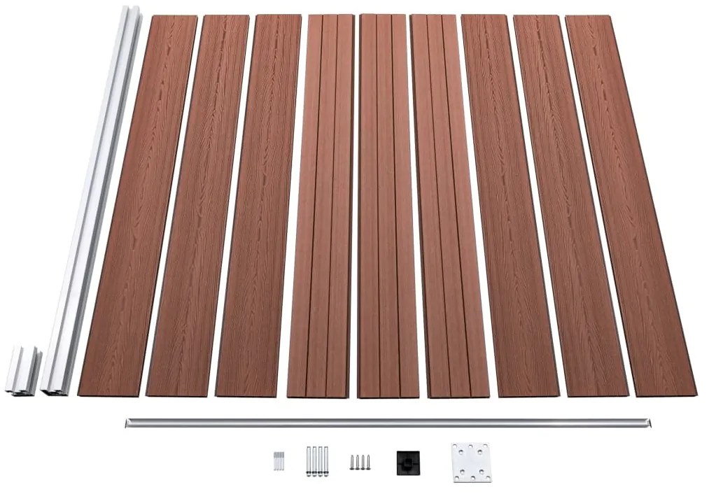 vidaXL Πάνελ Περίφραξης 2 Τετράγωνα + 1 Κεκλιμένο Καφέ 446x186 εκ. WPC