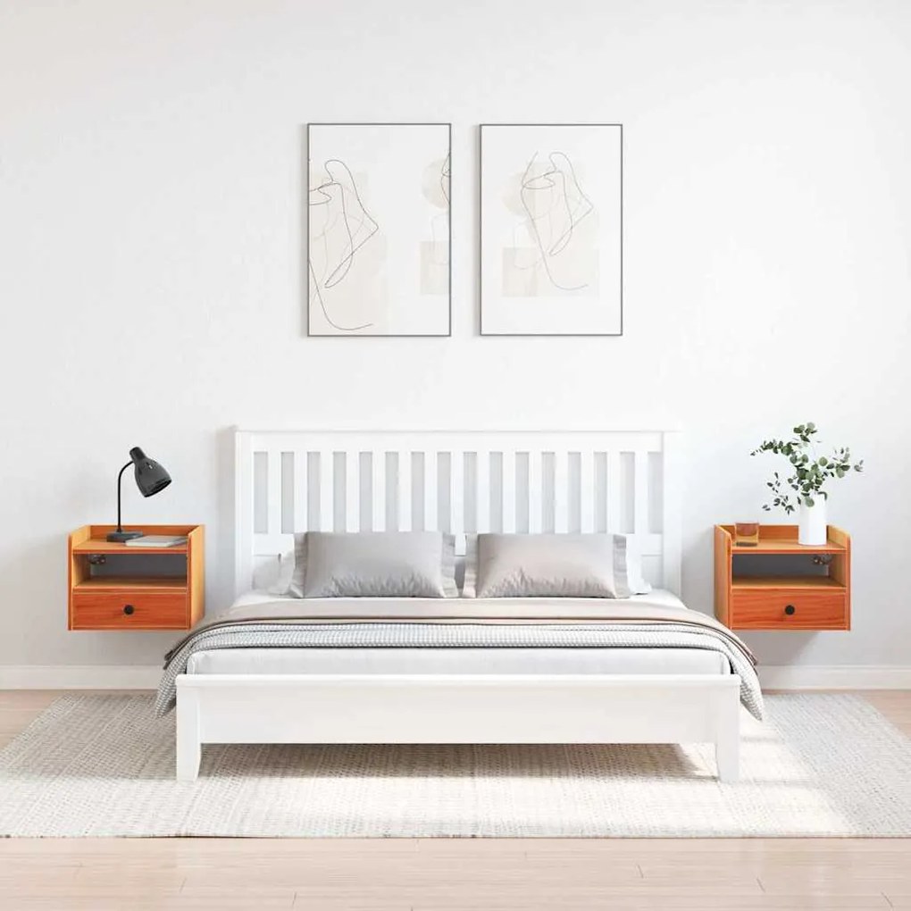 vidaXL Κομοδίνο 2 pcs Καφέ κεριού 38 x 36 x 29.5 εκ Μασίφ ξύλο πεύκου