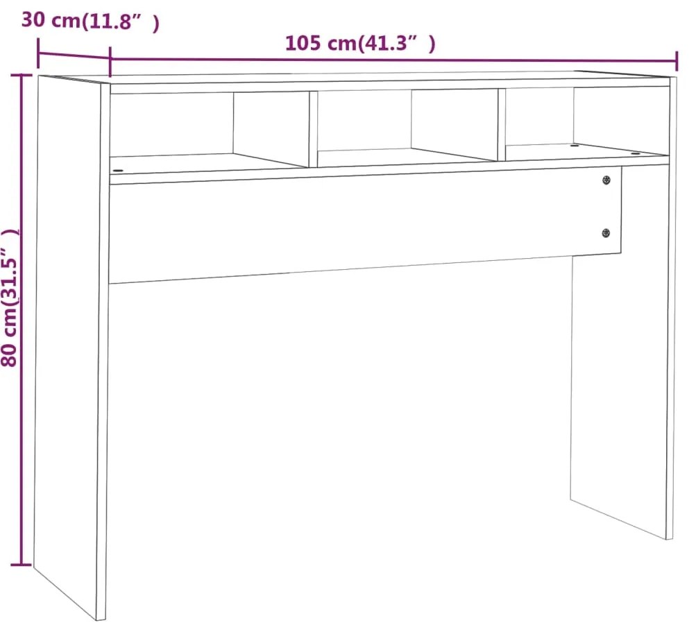 Τραπέζι Κονσόλα Καπνιστή Δρυς 105x30x80 εκ. Επεξεργασμένο Ξύλο - Καφέ