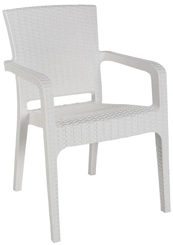 Τραπεζαρία Icon-Halcyon pakoworld σετ 3τεμ PP σε λευκή απόχρωση