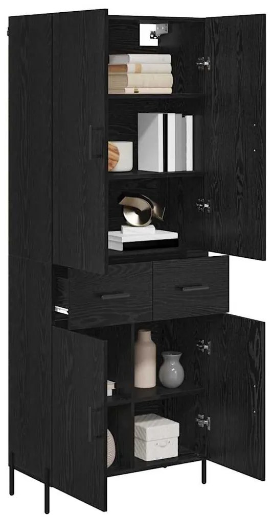 vidaXL Highboard Μαύρη Οξυά 69,5 x 34 x 180 εκ. Επεξεργασμένο ξύλο