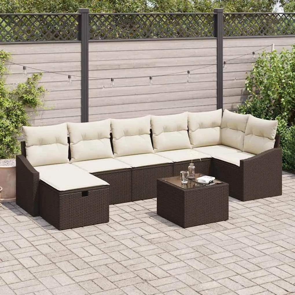 vidaXL Σετ Καναπέ Κήπου 8 pcs Καφέ 55 x 62 x 69 εκ Πολυ ράταν