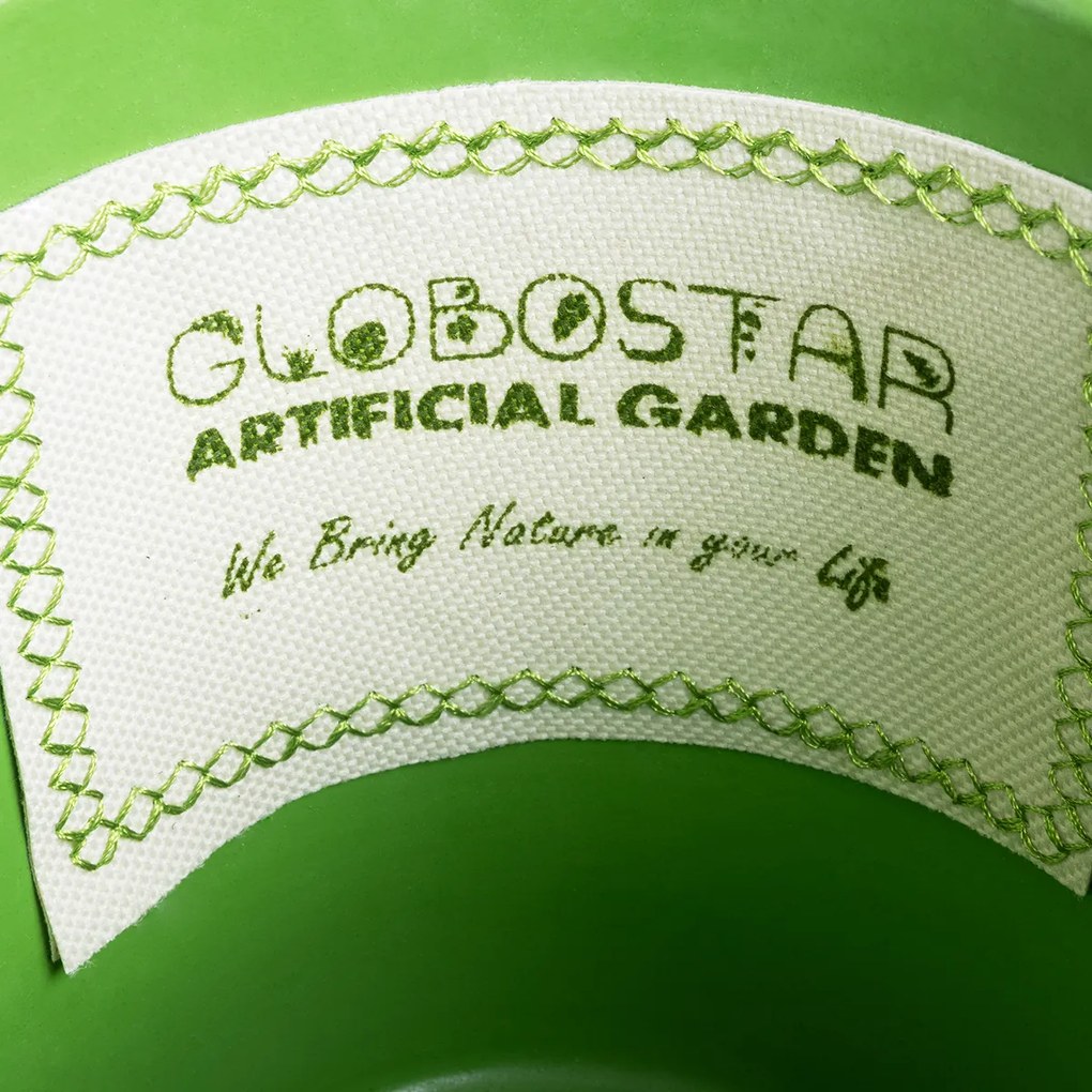 GloboStar® Artificial Garden ASWAN 20515 Διακοσμητικό Κεραμικό Κασπώ Γλάστρα - Flower Pot Λευκό με Πράσινο Φ14 x Υ13cm