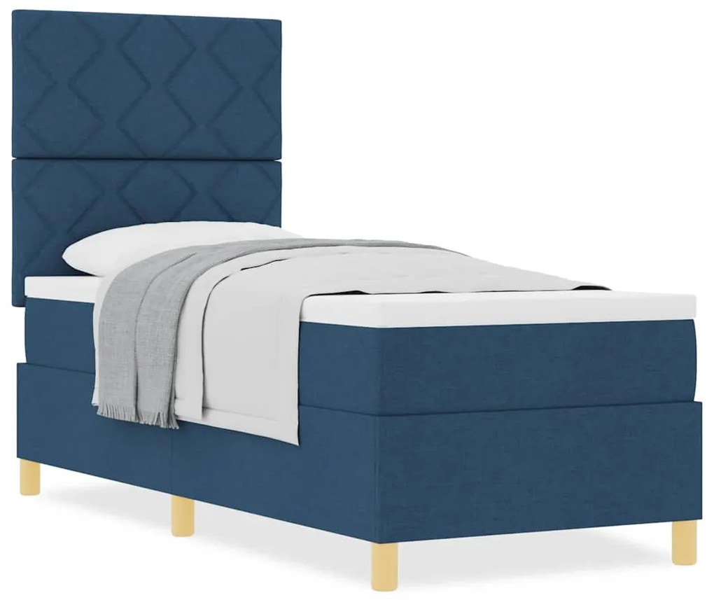 vidaXL Κρεβάτι με ελατήρια με στρώμα Μπλε 80 x 200 cm ύφασμα