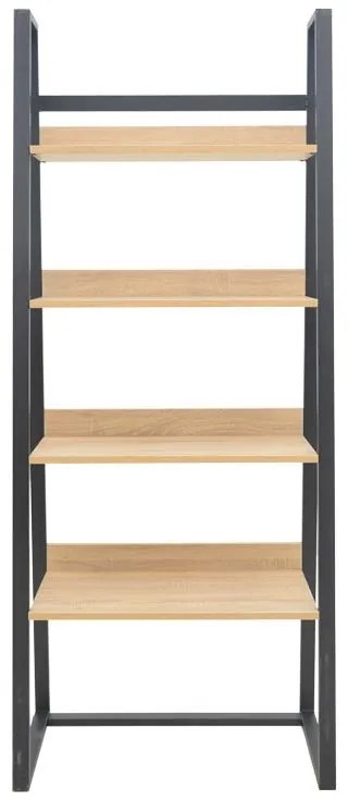 Βιβλιοθήκη Ryder σε Oak - Μαύρο 75x36x185 εκ. 75x36x185 εκ.