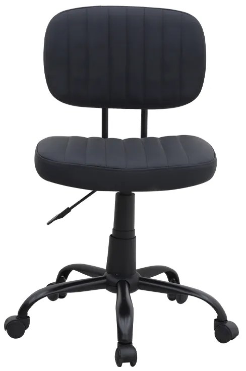 Καρέκλα γραφείου Romano Megapap από τεχνόδερμα χρώμα μαύρο 46x53x79/86εκ.