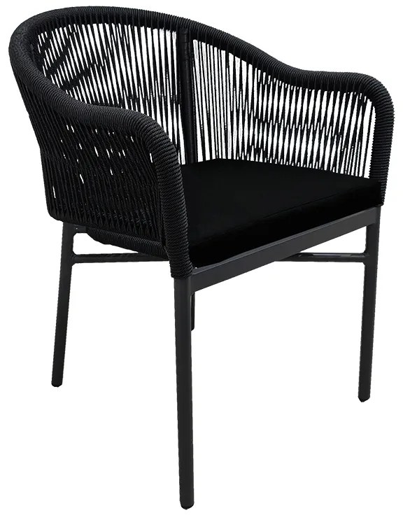 Πολυθρόνα αλουμινίου Legana pakoworld ανθρακί σκελετός- rattan 56x66x82εκ