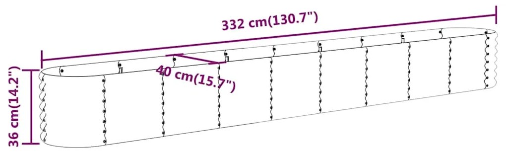 vidaXL Ζαρντινιέρα Ανθρακί 332x40x36 εκ Γαλβανισμένος χάλυβας