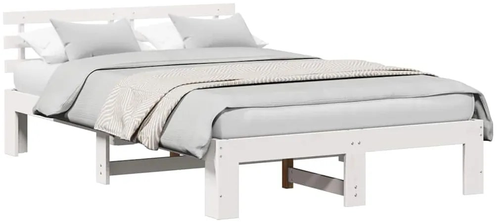vidaXL Σκελετός Κρεβατιού Λευκό 140 x 190 cm Μασίφ ξύλο πεύκου