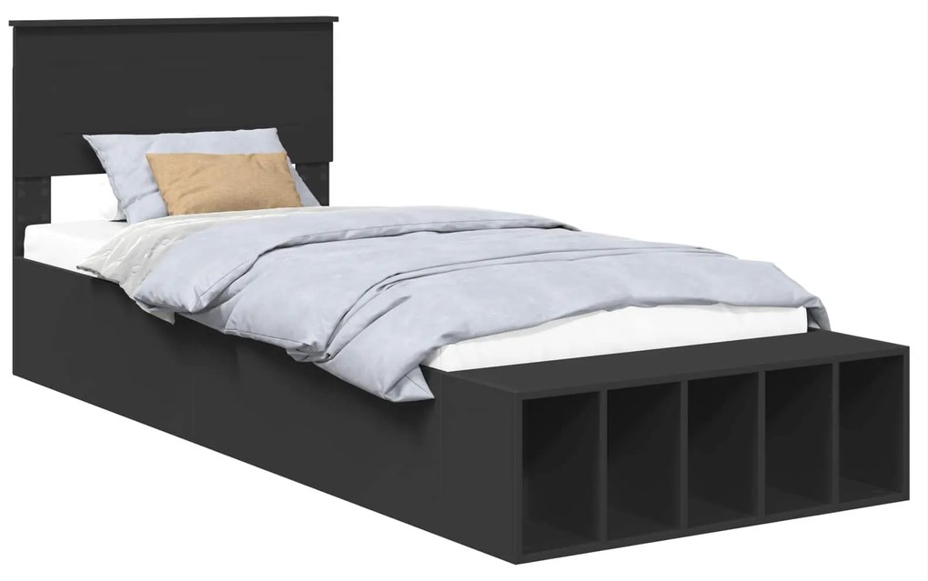 vidaXL Σκελετός Κρεβατιού Μαύρο 100 x 200 cm Επεξεργασμένο ξύλο