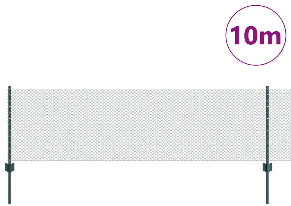 vidaXL Στήριγματα Φράκτη 5 τεμ U-Channel Πράσινα 100 cm Χάλυβας
