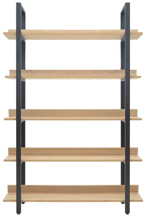 Βιβλιοθήκη Almond pakoworld σε oak-μαύρη απόχρωση 120x29x185εκ