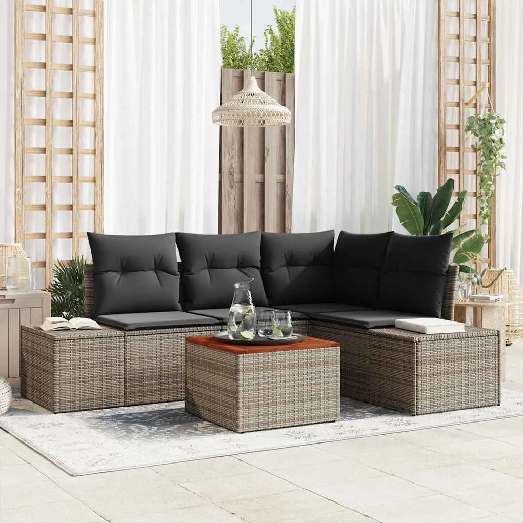 vidaXL Σετ Καναπέ Κήπου 5 pcs Γκρι
