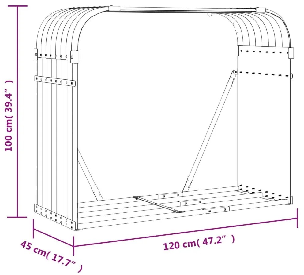 Ξυλοθήκη Καφέ 120x45x100 εκ. από Γαλβανισμένο Ατσάλι - Καφέ