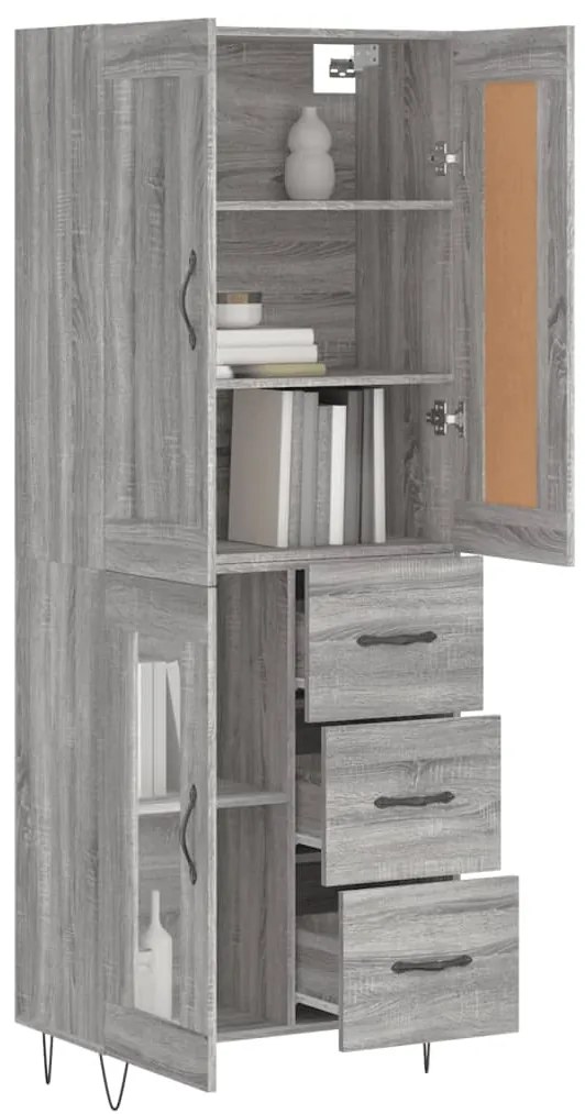 vidaXL Ντουλάπι Γκρι Sonoma 69,5 x 34 x 180 εκ. Επεξεργασμένο Ξύλο