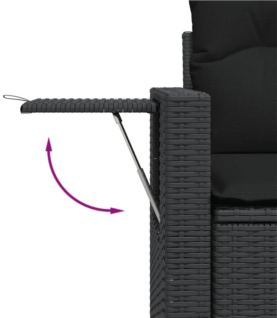 vidaXL Σετ Καναπέ Κήπου 3 Τεμαχίων Μαύρο Συνθετικό Ρατάν με Μαξιλάρια