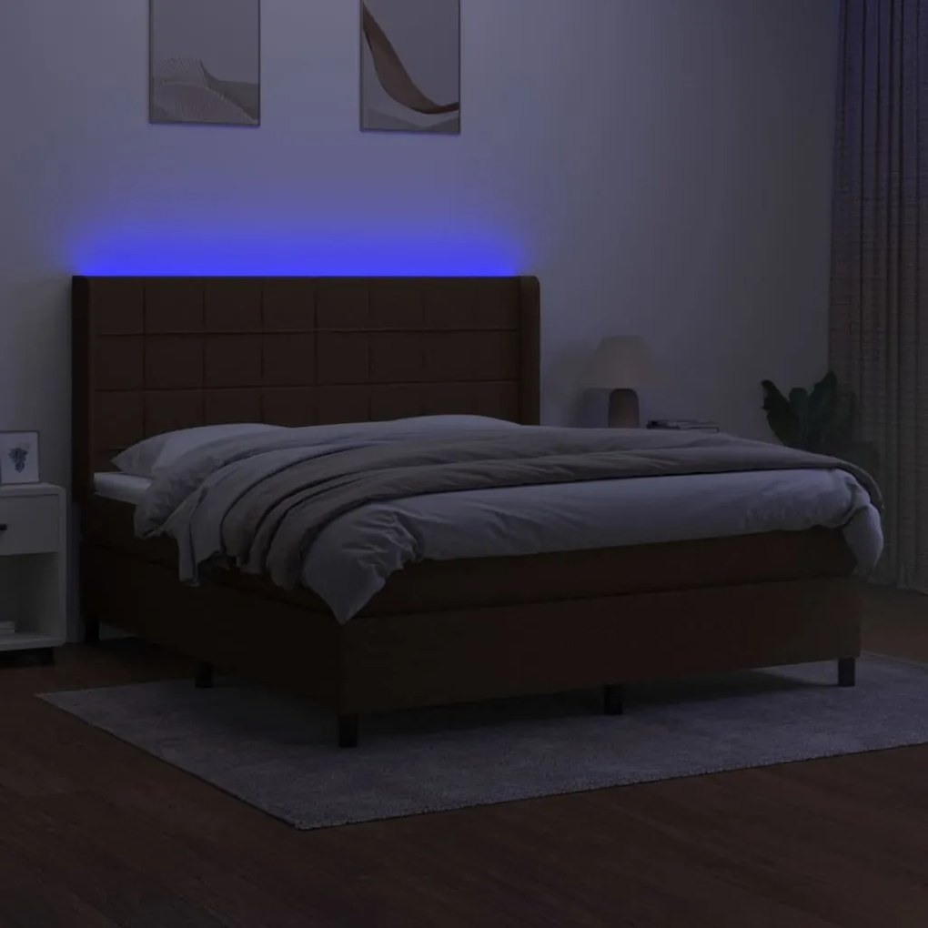 ΚΡΕΒΑΤΙ BOXSPRING ΜΕ ΣΤΡΩΜΑ &amp; LED ΣΚ.ΚΑΦΕ 180X200ΕΚ. ΥΦΑΣΜΑΤΙΝΟ 3138336