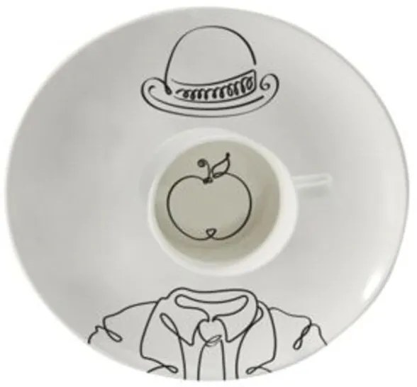 Κούπα Καφέ Favola Με Πιατάκι Λευκό (Σετ 2Τμχ) 19,2x19,2x5,5εκ. - Μαύρο