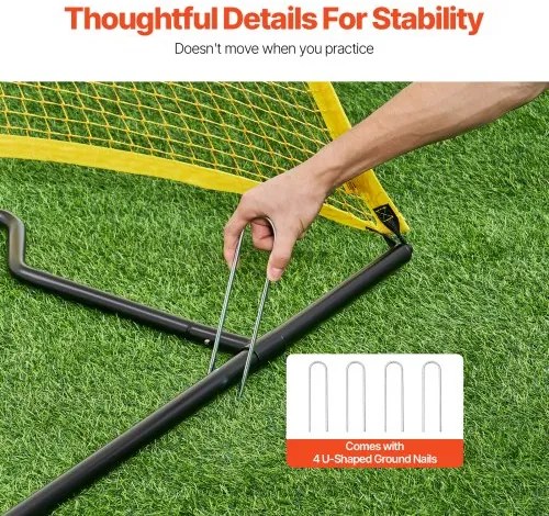 VEVOR 7x7FT Soccer Rebounder Portable Soccer Trainer Net with Portable Bag