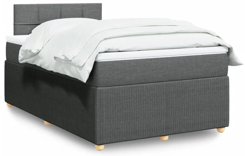 vidaXL Κρεβάτι Boxspring με Στρώμα Σκούρο Γκρι 120x200 εκ. Υφασμάτινο