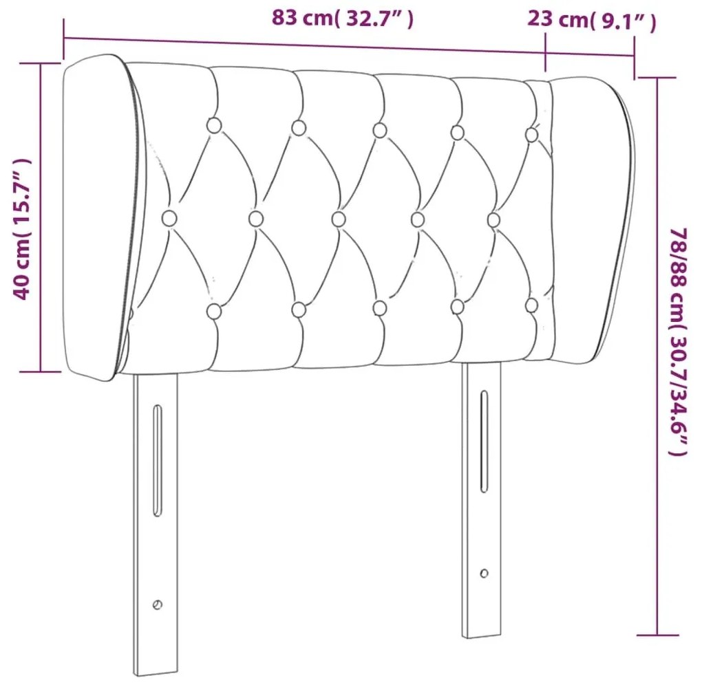 Κεφαλάρι με Πτερύγια Σκούρο Μπλε 83x23x78/88 εκ. Βελούδινο - Μπλε