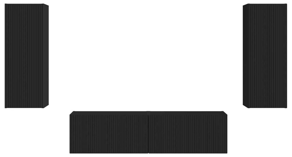 vidaXL Σετ επίπλου τηλεόρασης Επιτοίχιο 2 pcs Μαύρο Επεξεργασμένο ξύλο