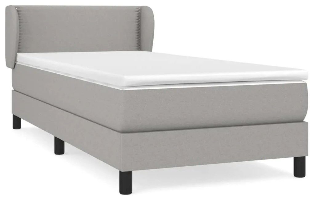 vidaXL Κρεβάτι Boxspring με Στρώμα Ανοιχτό Γκρι 100x200 εκ. Υφασμάτινο