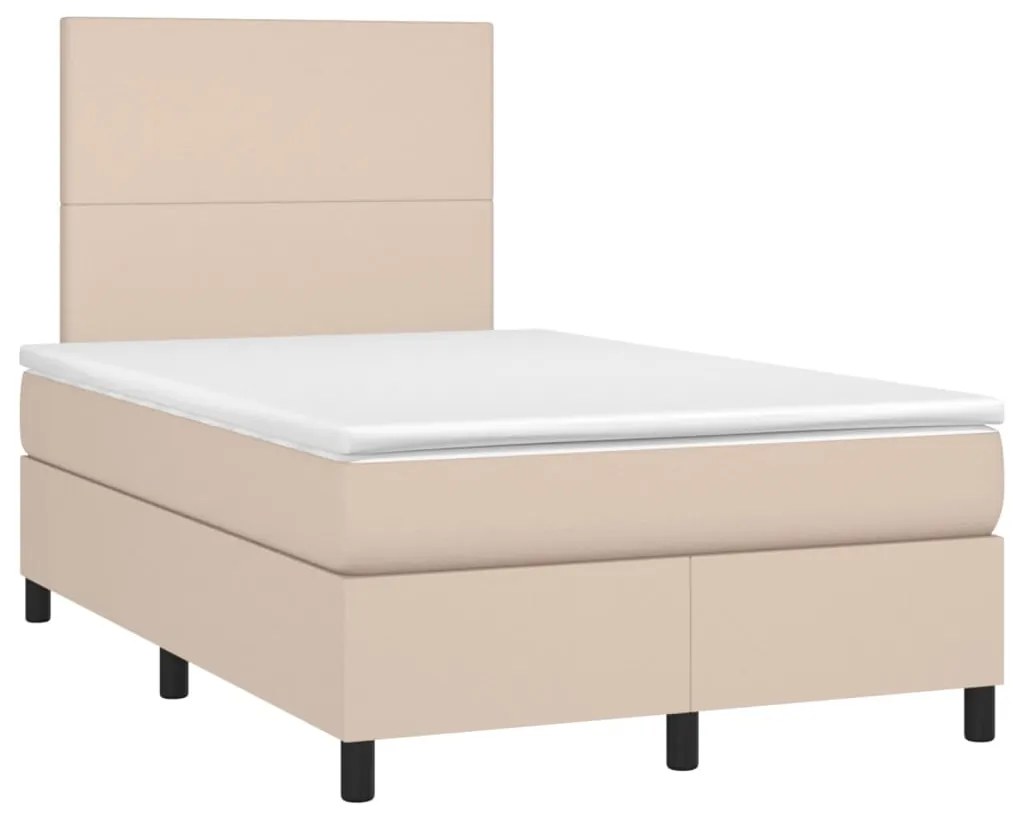 vidaXL Κρεβάτι Boxspring με Στρώμα Καπουτσίνο 120x200εκ.από Συνθ.Δέρμα