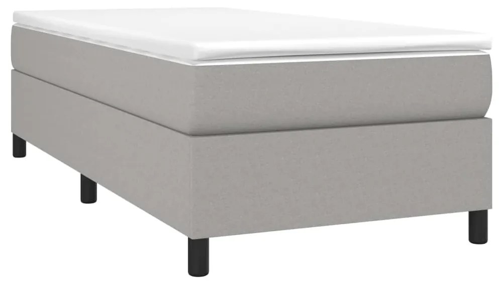 Κρεβάτι Boxspring με Στρώμα Ανοιχτό Γκρι 100x200 εκ. Υφασμάτινο - Γκρι