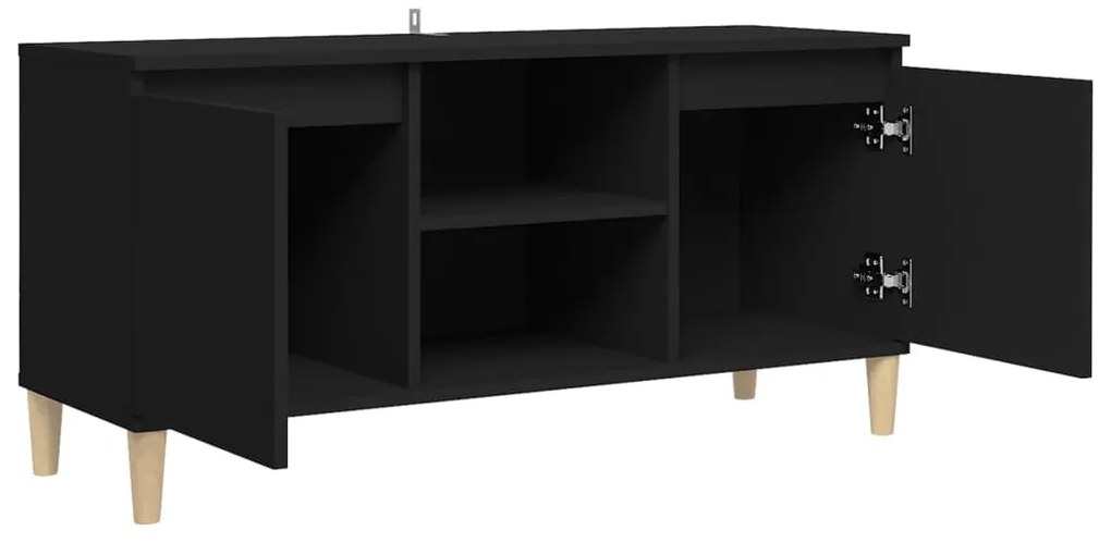 vidaXL Έπιπλο Τηλεόρασης Καφέ Μαύρο 103,5x35x50εκ. Μασίφ Ξύλινα Πόδια