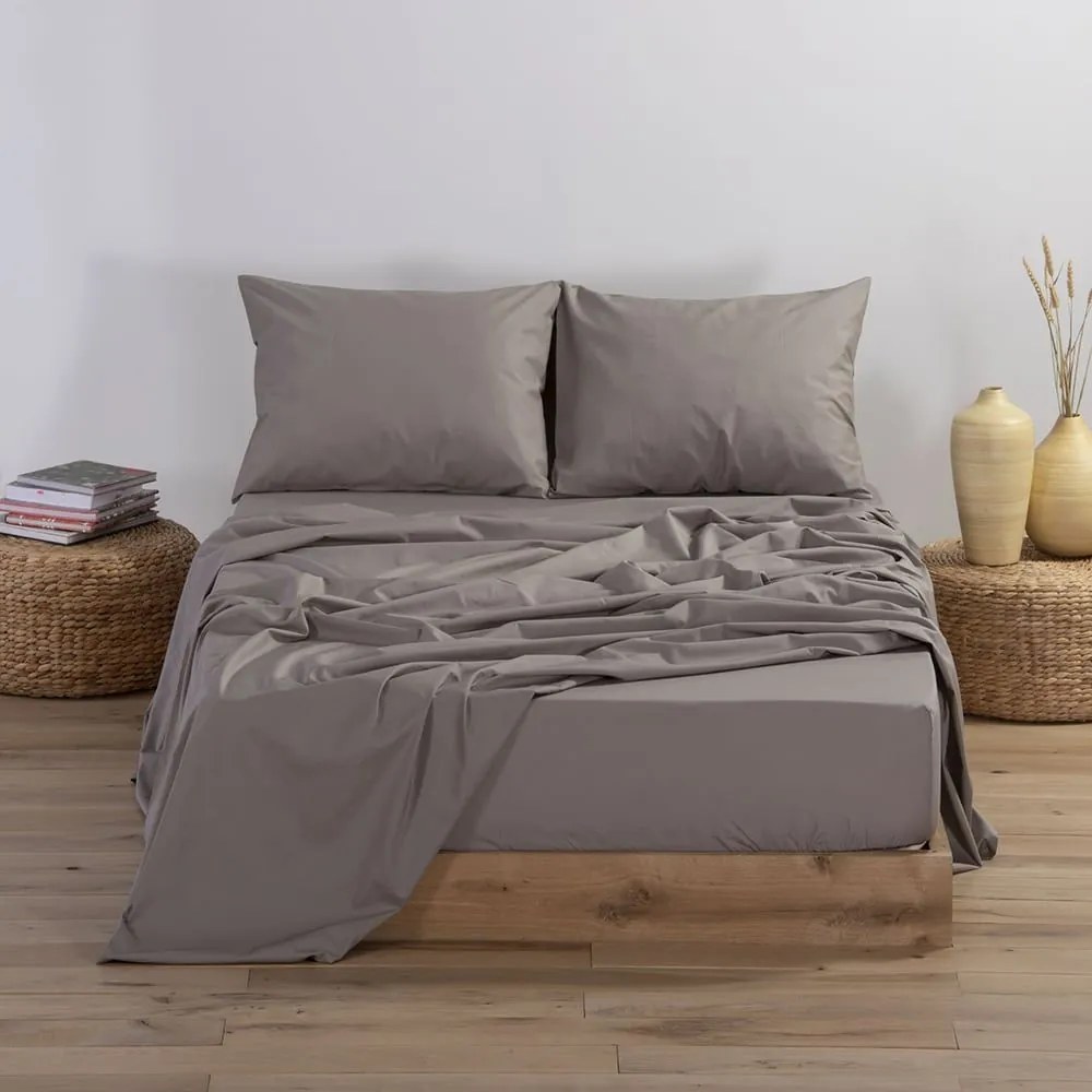 Σεντόνι Basic Με Λάστιχο Mocca Nef-Nef Υπέρδιπλο 160x230cm 100% Βαμβάκι