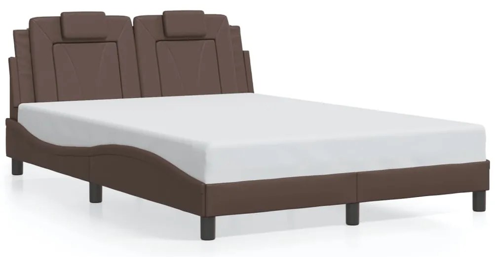 vidaXL Σκελετός Κρεβατιού Viana Χωρίς Στρώμα Καφέ 140x190 εκ. Συνθετικό Δέρμα