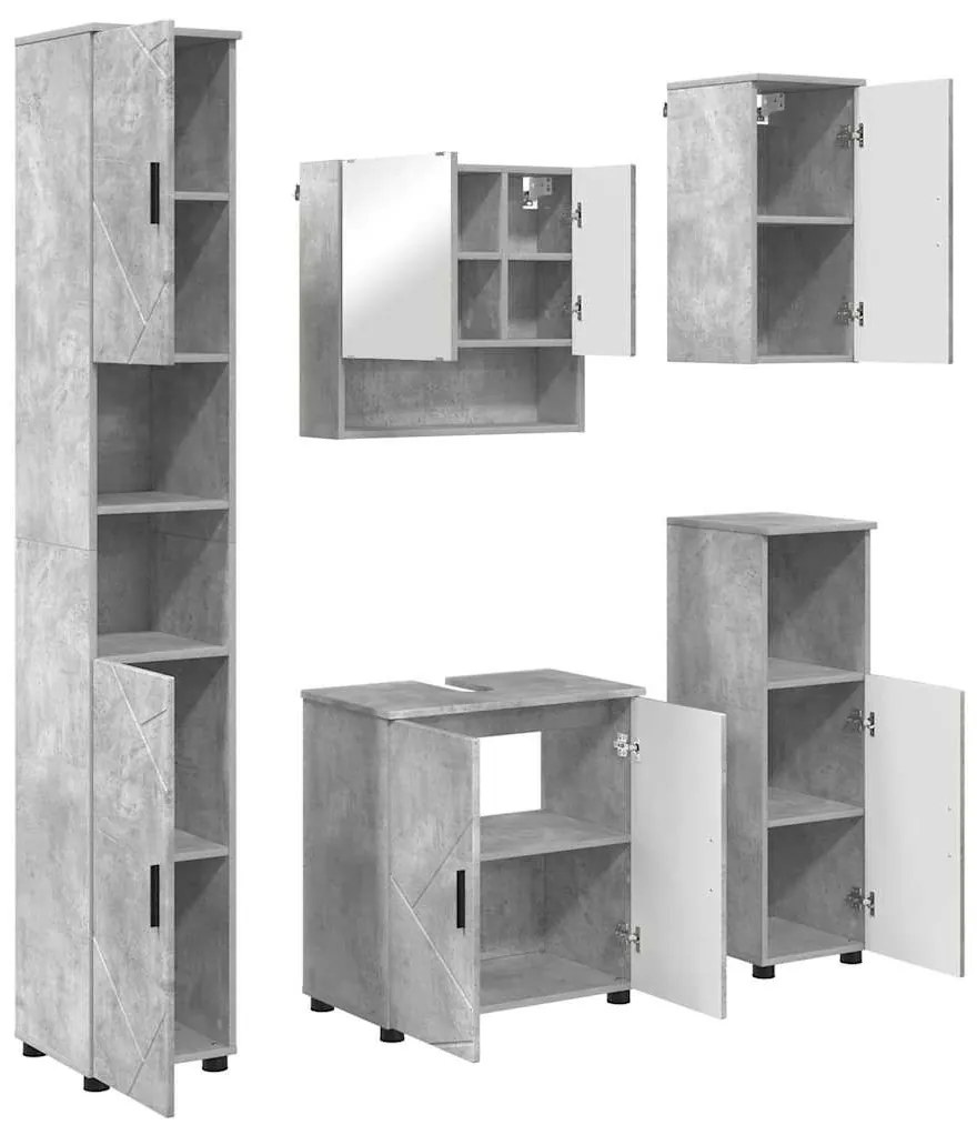 vidaXL Σετ Επίπλων Μπάνιου 5 pcs Γκρι σκυροδέματος 61 x 35 x 64 εκ.