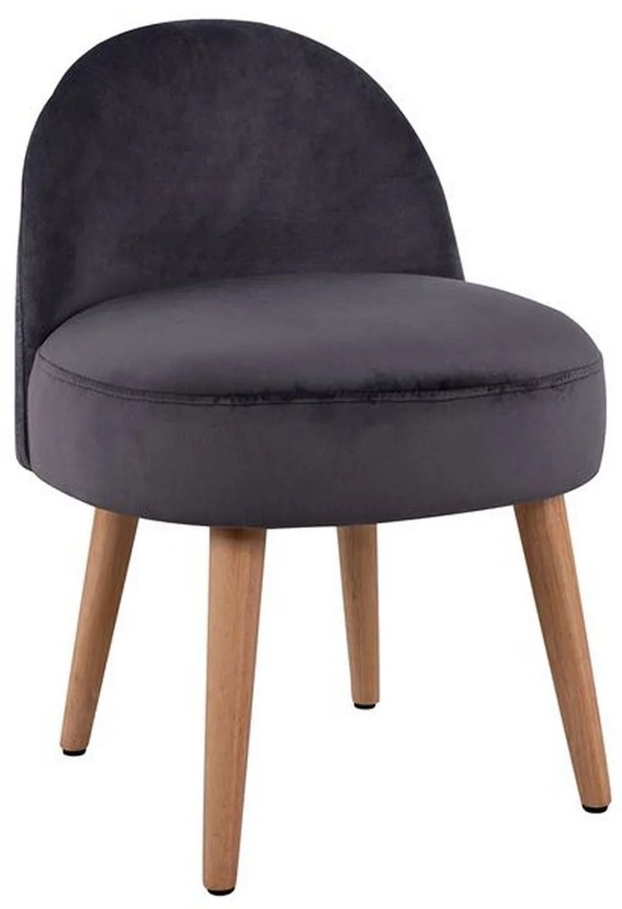 Σκαμπό Με Πλάτη Yasmine HM8395.01 Γκρι Wood, Fabric