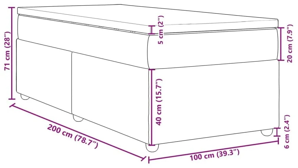 Κρεβάτι Boxspring με Στρώμα Taupe 100 x 200 εκ. Υφασμάτινο - Μπεζ-Γκρι