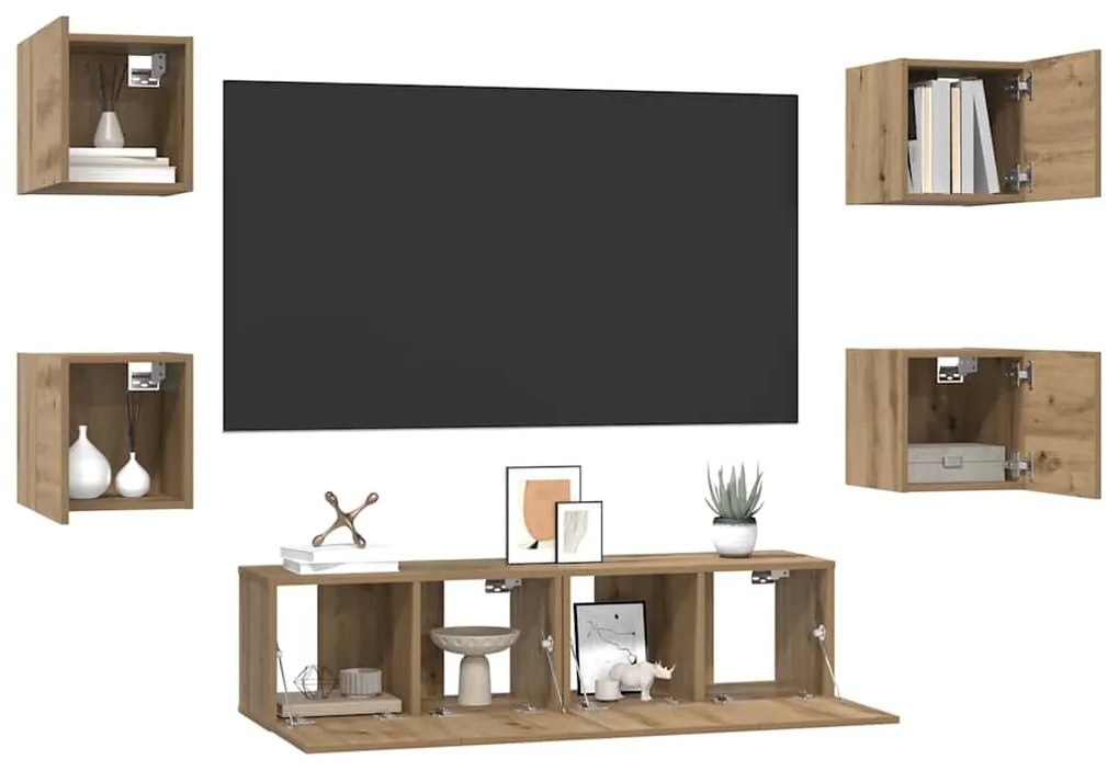 vidaXL Σετ επίπλου τηλεόρασης 6 pcs artisan δρυς 60 x 30 x 30 cm