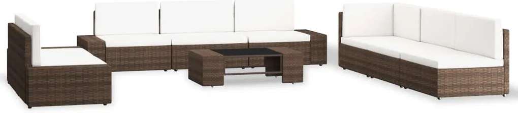 vidaXL Σαλόνι Κήπου 9 Τεμαχίων Καφέ από Συνθετικό Ρατάν