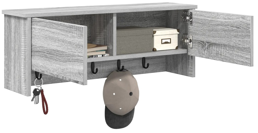 vidaXL Τοίχου Κρεμάστρα Γκρι sonoma 80 x 20 x 30 cm Επεξεργασμένο ξύλο