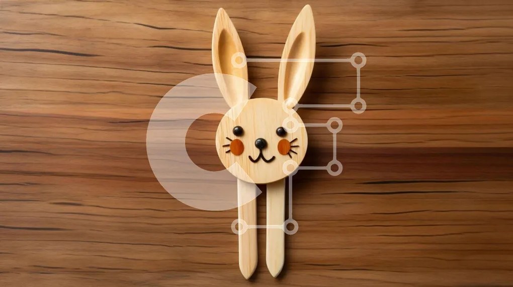 Intra Συλλεκτικό Ξύλινο Παζλ Plywood  4mm - Ξύλινο πιρούνι λαγουδάκι για φαγητό Σε Ξύλινο Κουτί - Διαστάσεις: 10x10 cm – 25 κομμάτια
