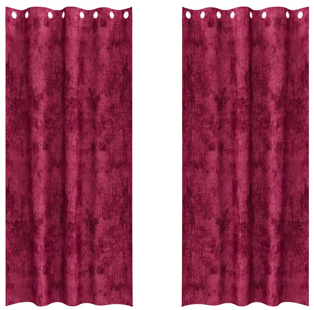 vidaXL Κουρτίνα με κουρτίνες 2 pcs Μπορντό 245 x 140 εκ. Βελούδο