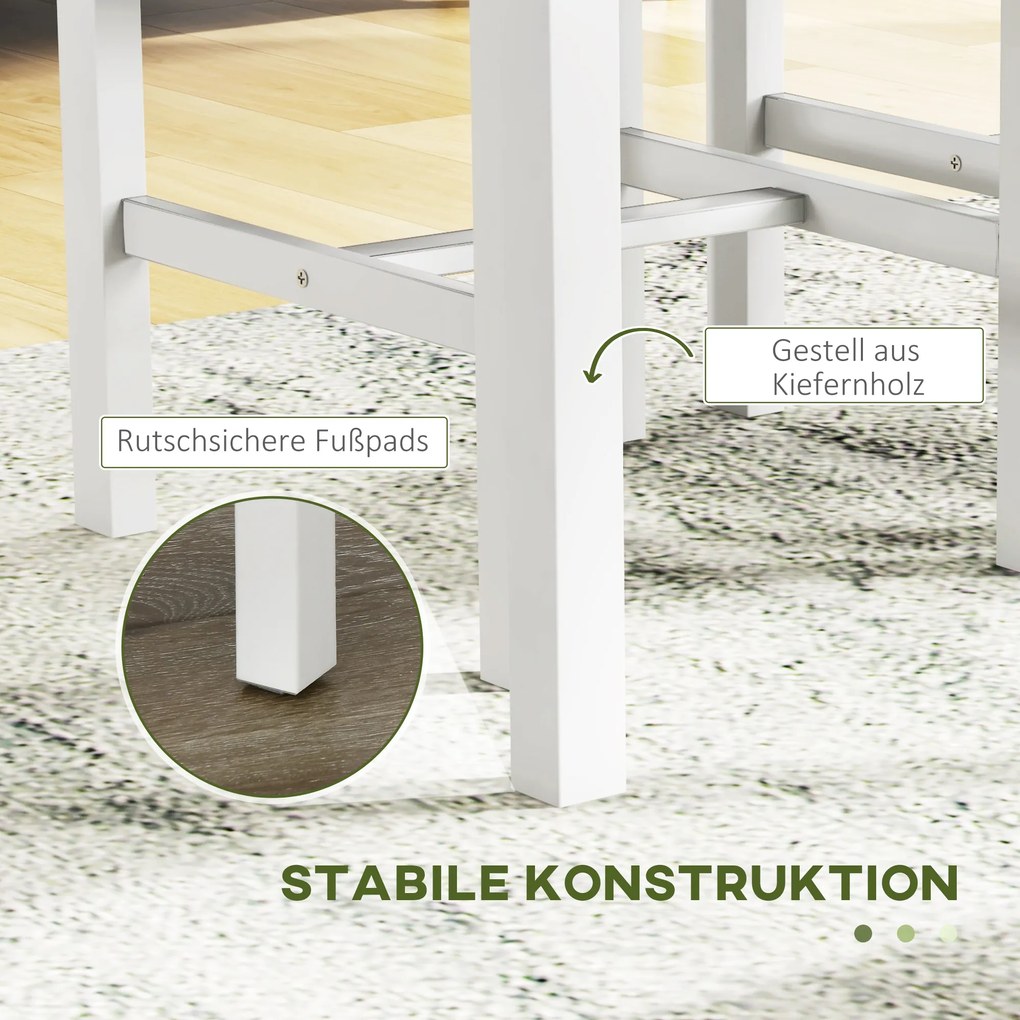 HOMCOM Σετ καθιστικού, 4 τεμαχίων σετ τραπεζαρίας, 1 τραπέζι, 1 πάγκος, 2 καρέκλες, Γκρι + Λευκό